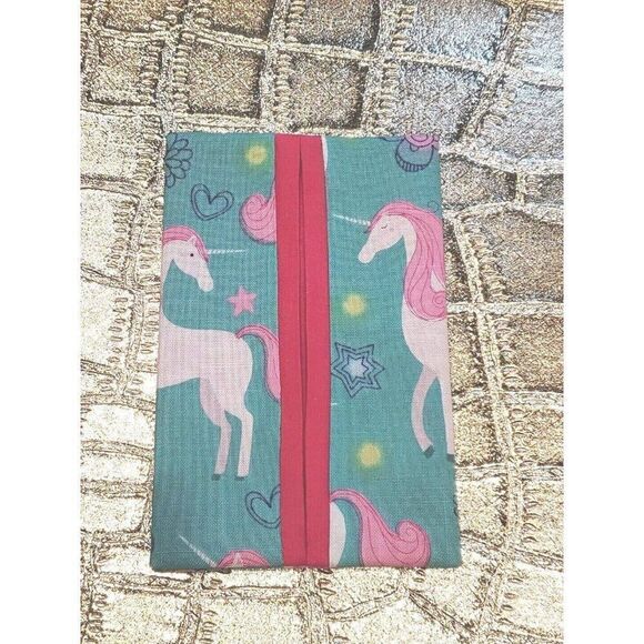 Mint Unicorns Stars Hearts Pocket Tissue Fabric Cover Holder Gift Handmade - Picture 1 of 3